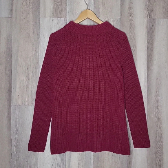 Talbots Womens Small Raspberry Knit Long Sleeve High Neck Sweater Casual Warm - Picture 2 of 7